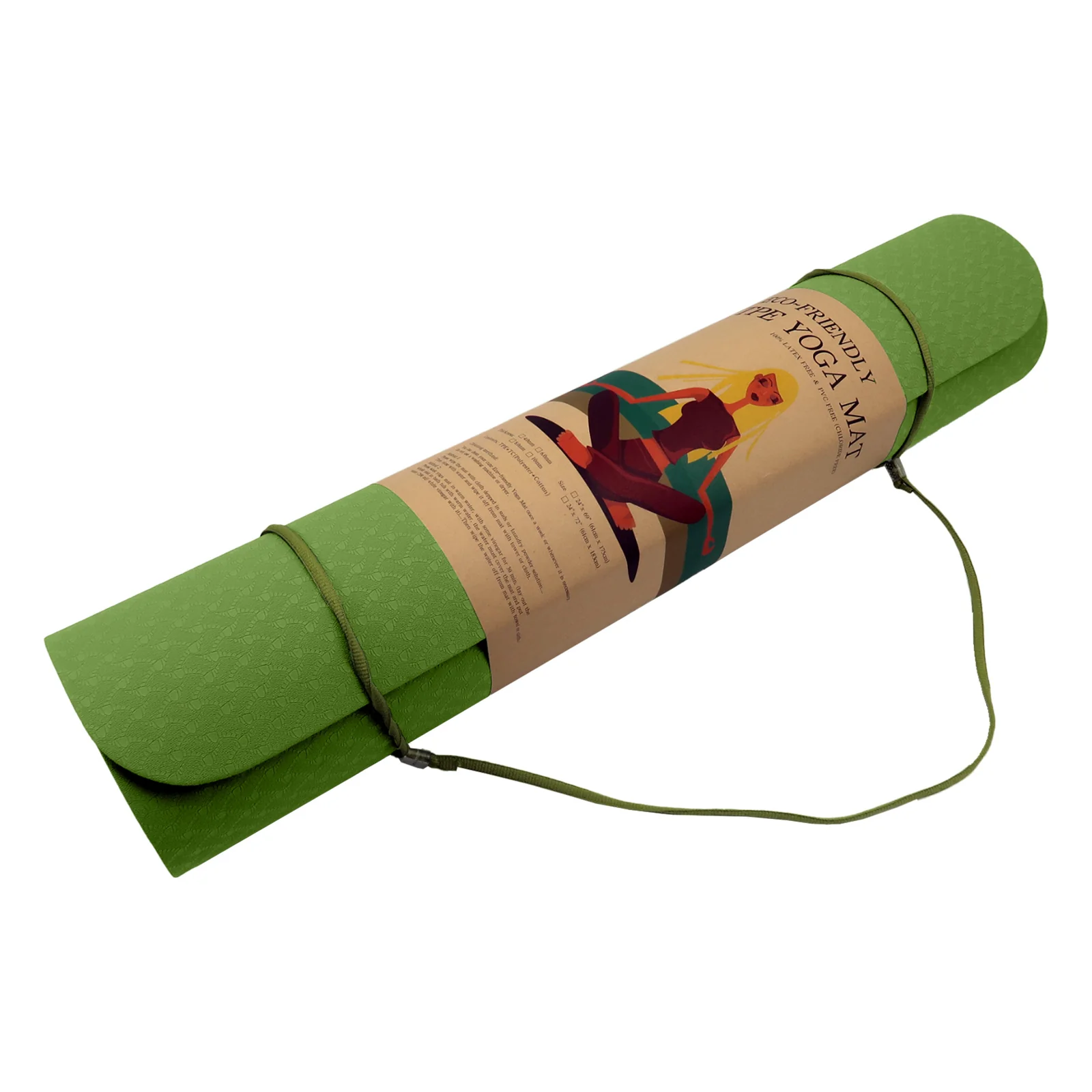 Powertrain TPE Yoga Pilates Exercise Mat 6mm - Green - Image 5