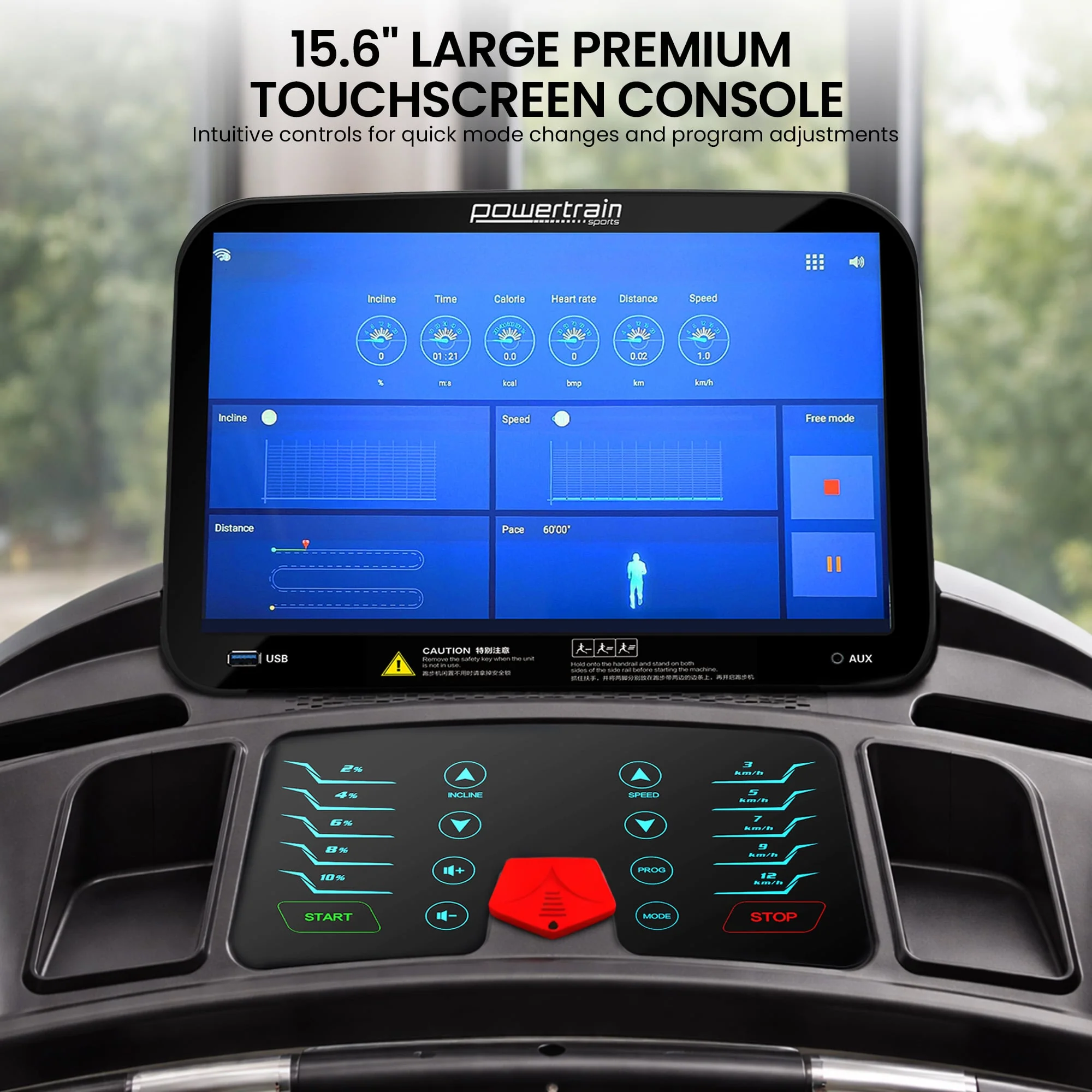 Powertrain V1100 Treadmill with Wifi Touch Screen and Incline - Image 7