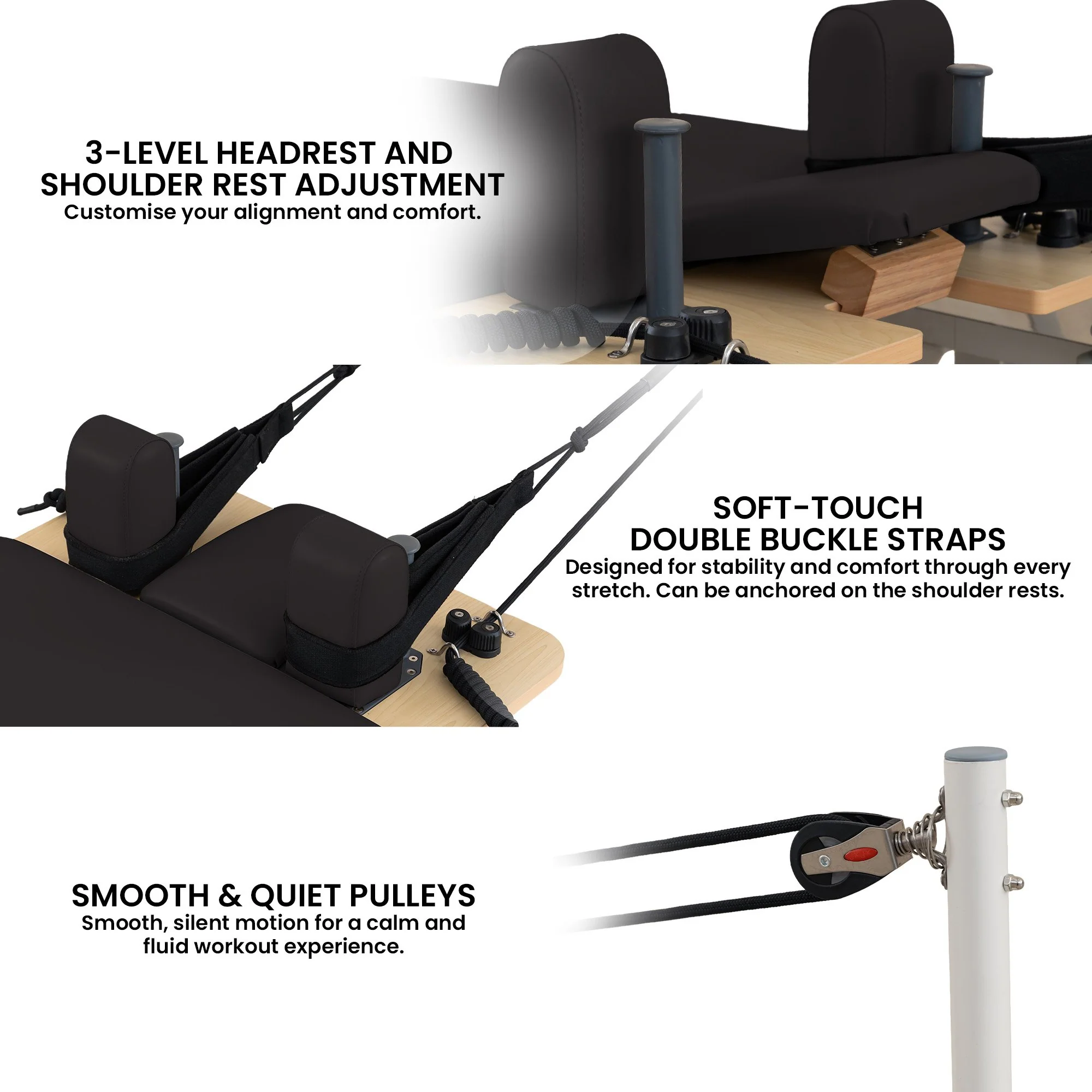 Powertrain Velora Pilates Reformer Machine Aluminum Foldable Multifunctional Home Gym Equipment (Black) - Image 5