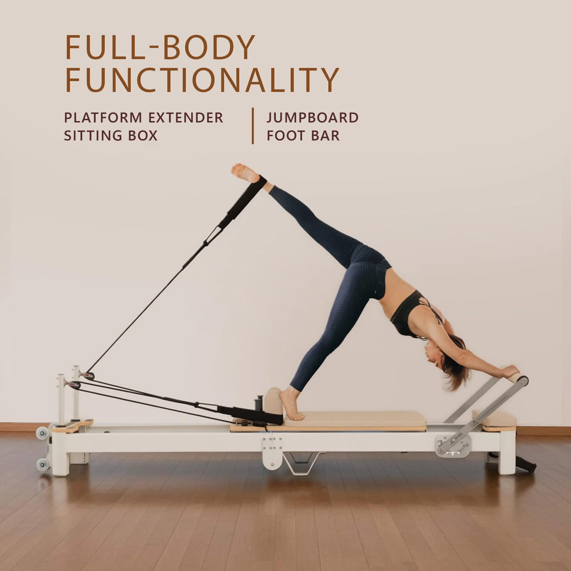 Powertrain Velora Pilates Reformer Machine Aluminum Foldable Multifunctional Home Gym Equipment (Black) - Image 6