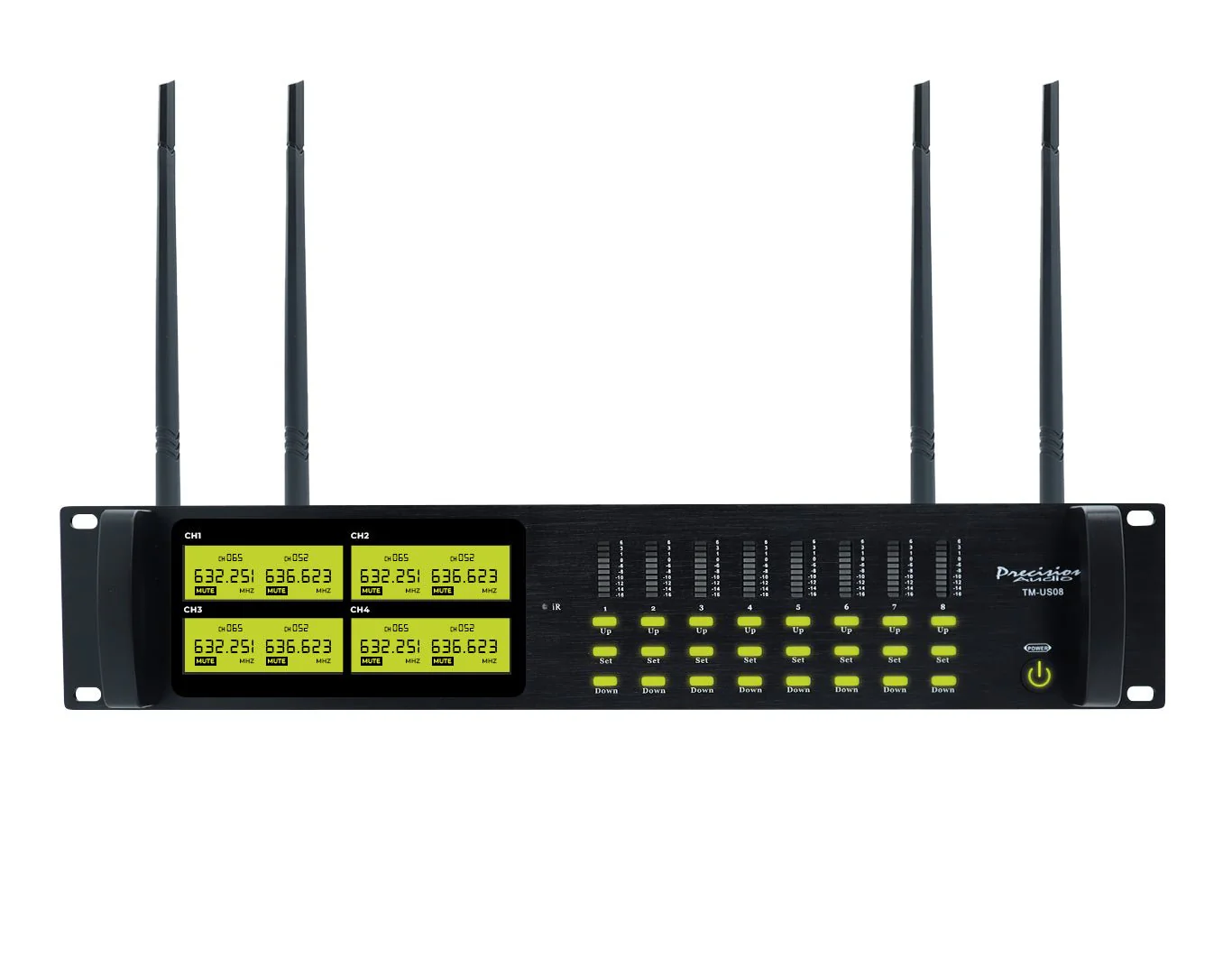 Precision Audio 8 Channel UHF Wireless Headset Microphone System Rack Mount LCD Display - Image 2