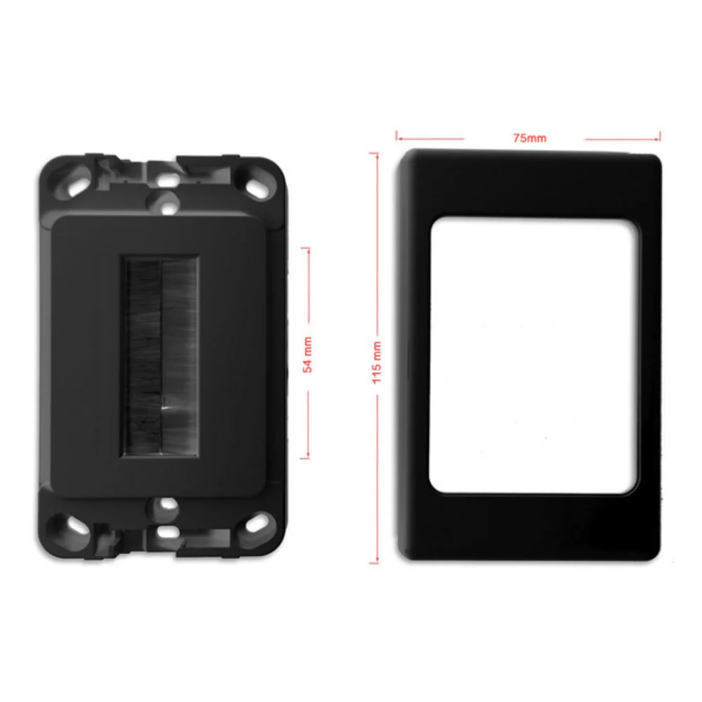PRO2 Wall Plate Wallplate with Brush Outlet Cover For Cable Lead (Black) - Image 2