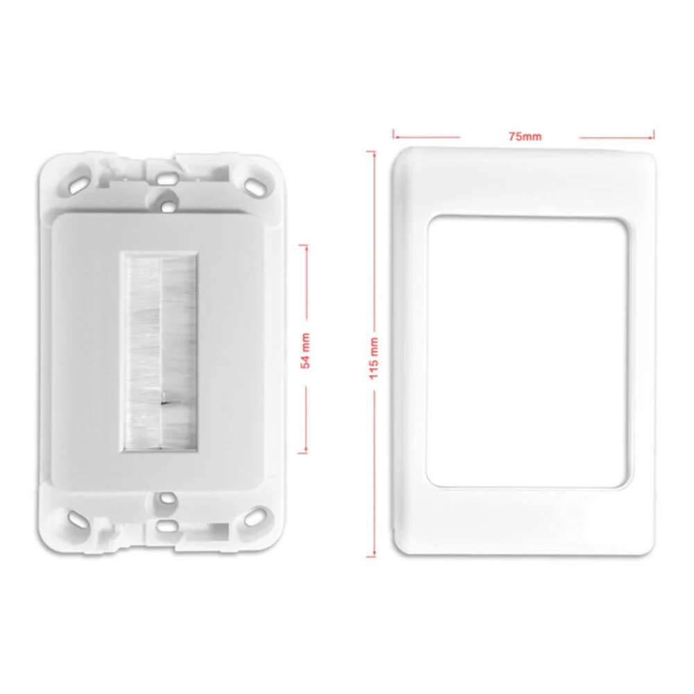 PRO2 Wall Plate Wallplate with Brush Outlet Cover For Cable Lead (White) - Image 2