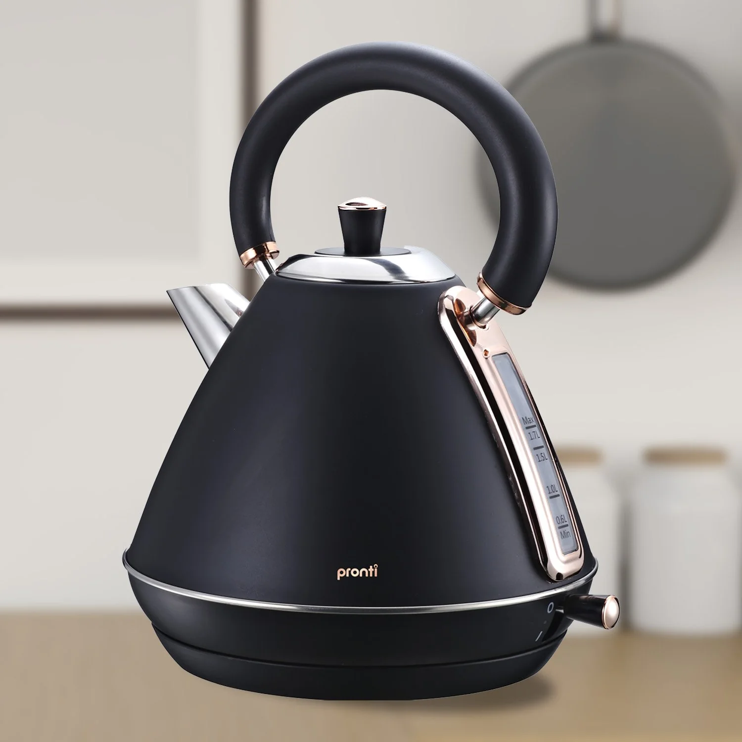 Pronti 1.7L Rose Trim Collection Kettle Stainless Steel (Black) - Image 10
