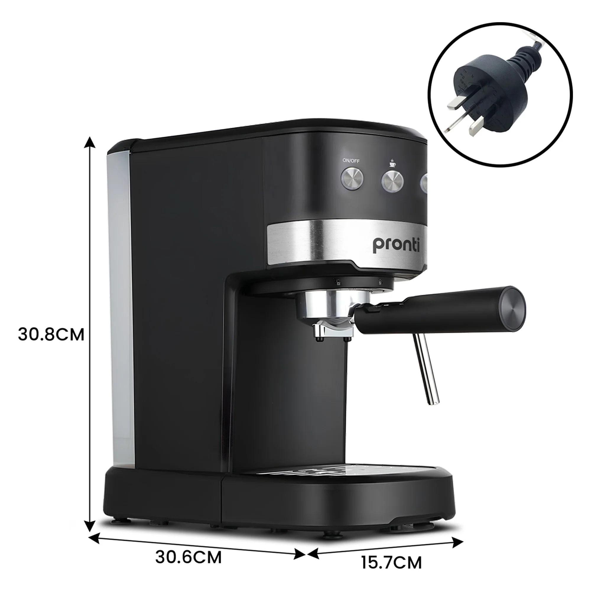 Pronti Breakfast Set with 1.25L Coffee Machine, Silver Noir Toaster & Kettle - Image 5