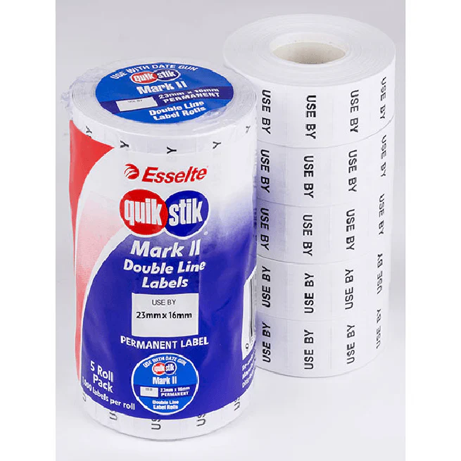 Quikstik Mark II 2 Gun Label Permanent USE BY 1000 Labels/Roll White Pack 5 - Image 2