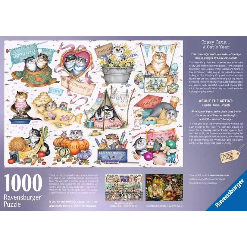 Ravensburger 1000pc Crazy Cats: Cat's Calendar Puzzle - Image 2