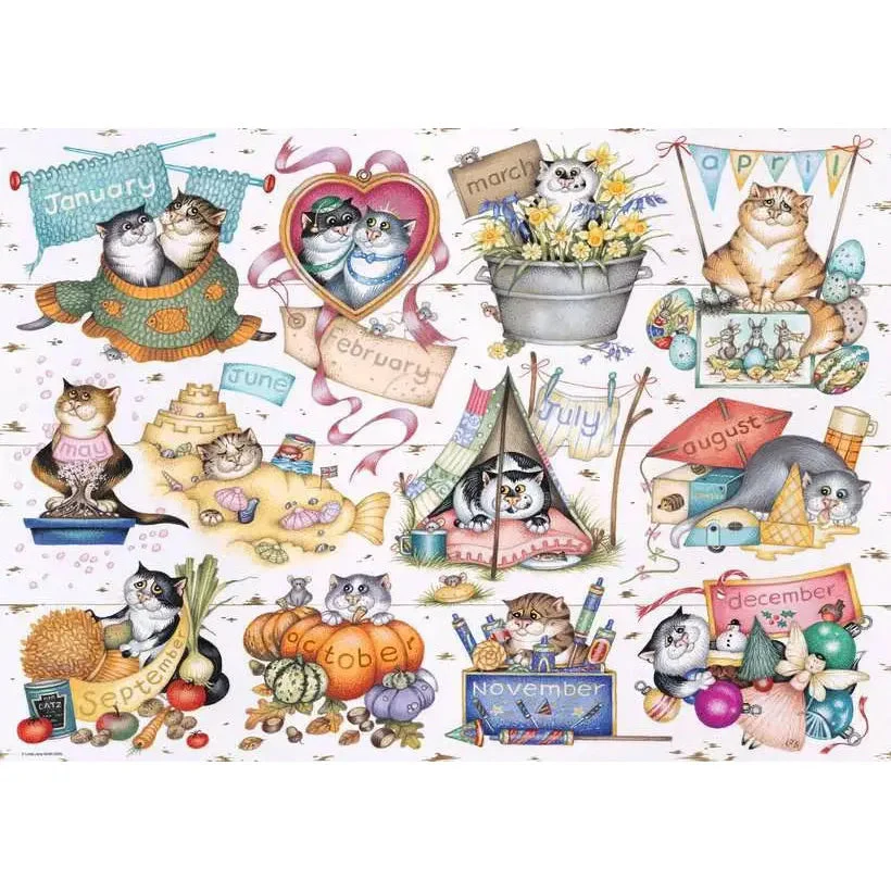 Ravensburger 1000pc Crazy Cats: Cat's Calendar Puzzle - Image 3
