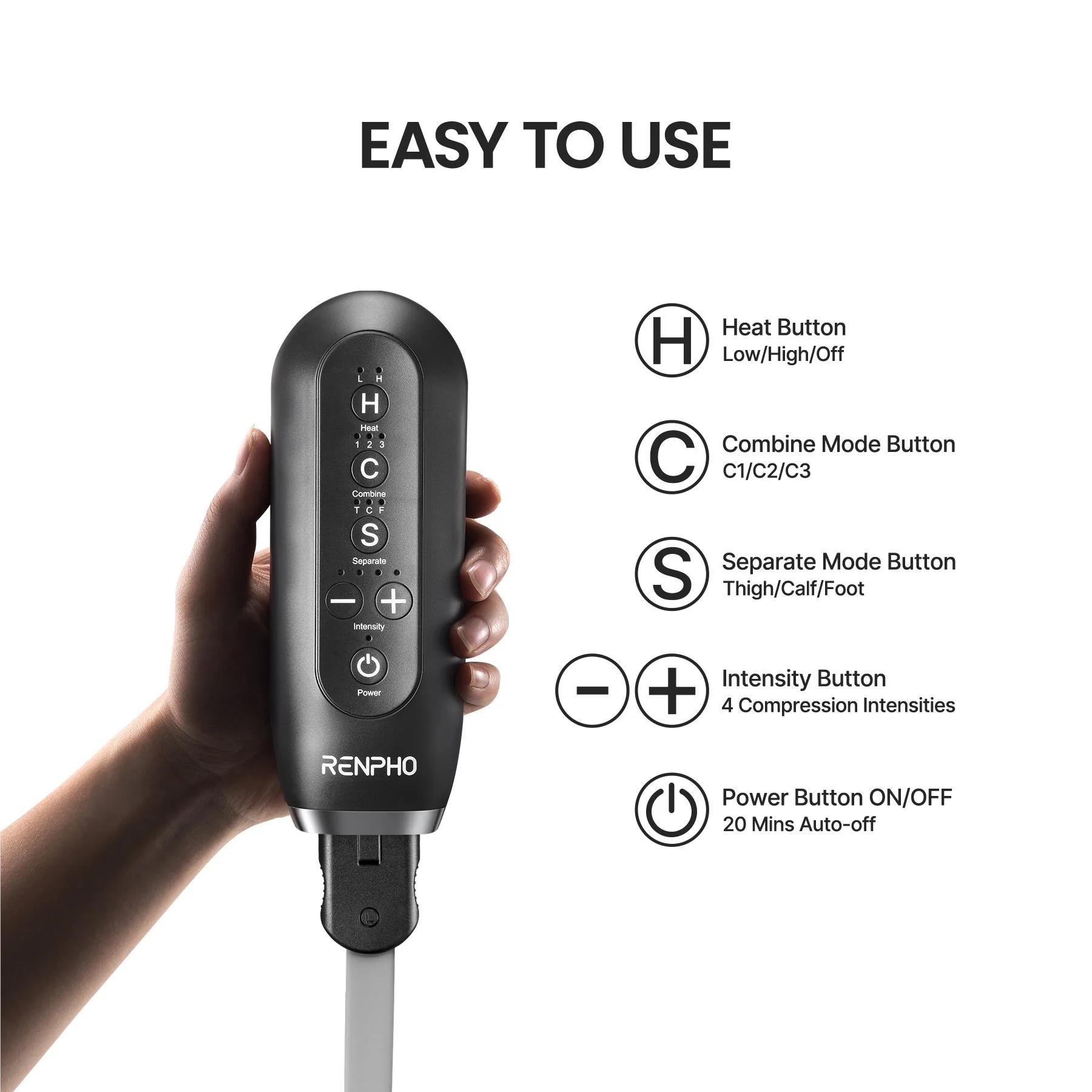 RENPHO Air Compression Leg Massager with Heat - Image 4