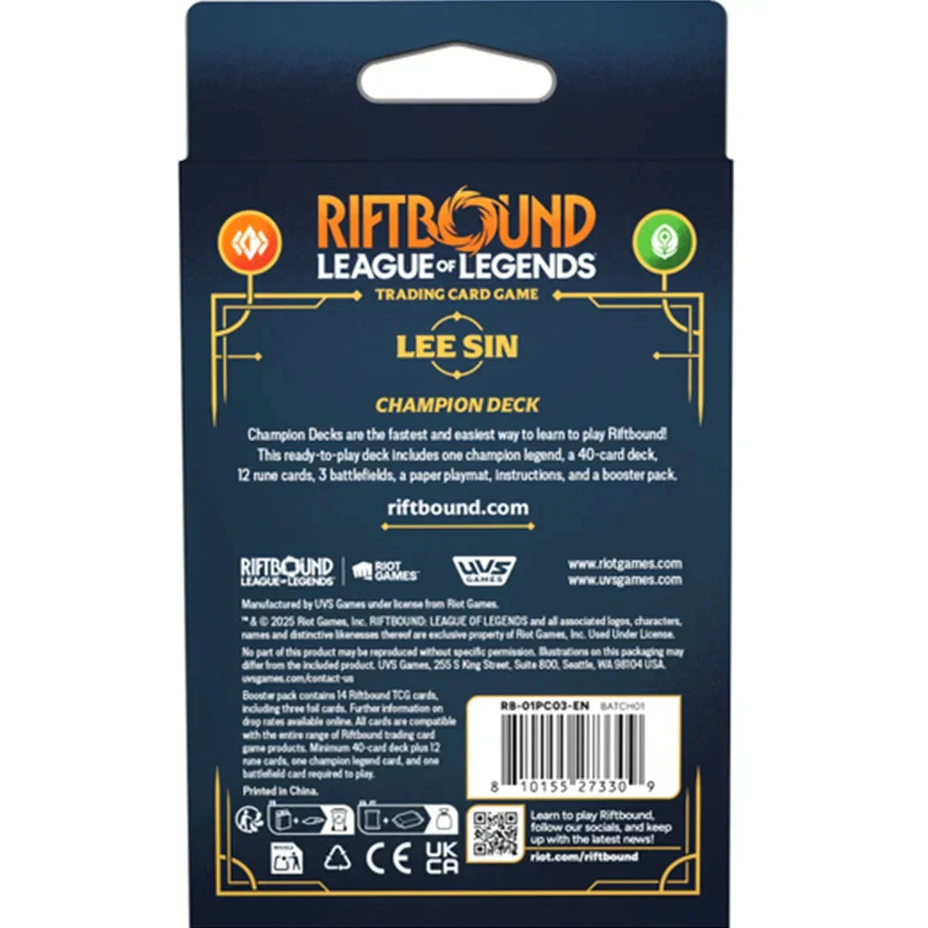 Riftbound League Of Legends TCG Set One Origins Champion Deck Cards Lee Sin - Image 2