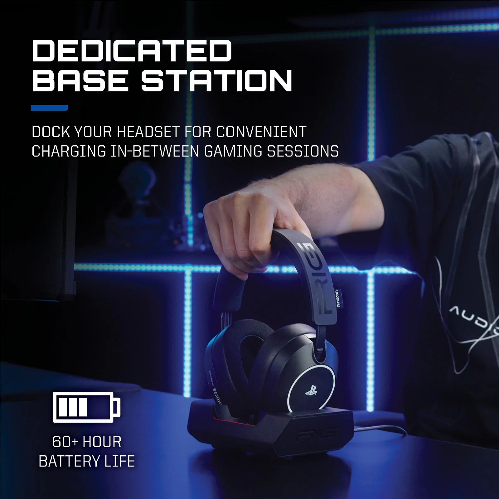 RIG R8 SPECTRE PRO HS Dual Wireless Gaming Headset and Base Station for PlayStation (Black) - Image 9