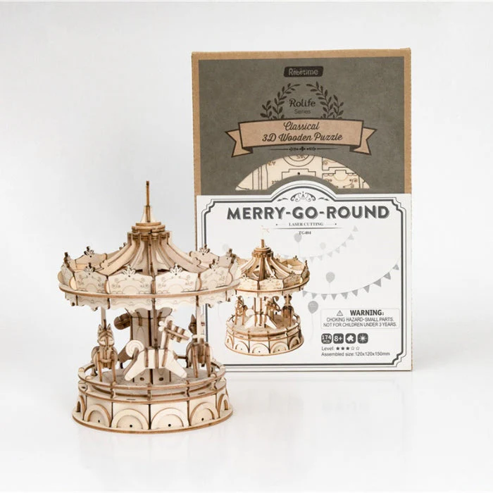 Robotime Classical 3D Wooden Merry-Go-Round - Image 2