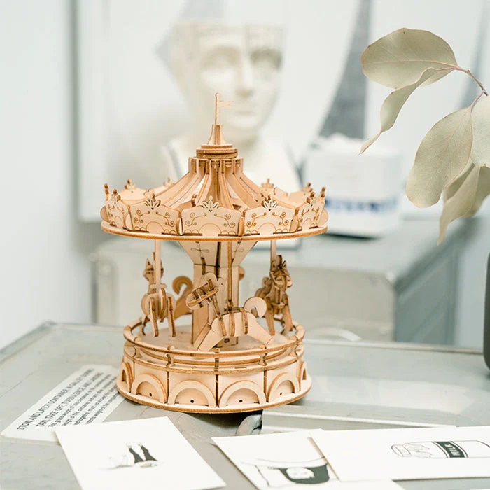 Robotime Classical 3D Wooden Merry-Go-Round - Image 3