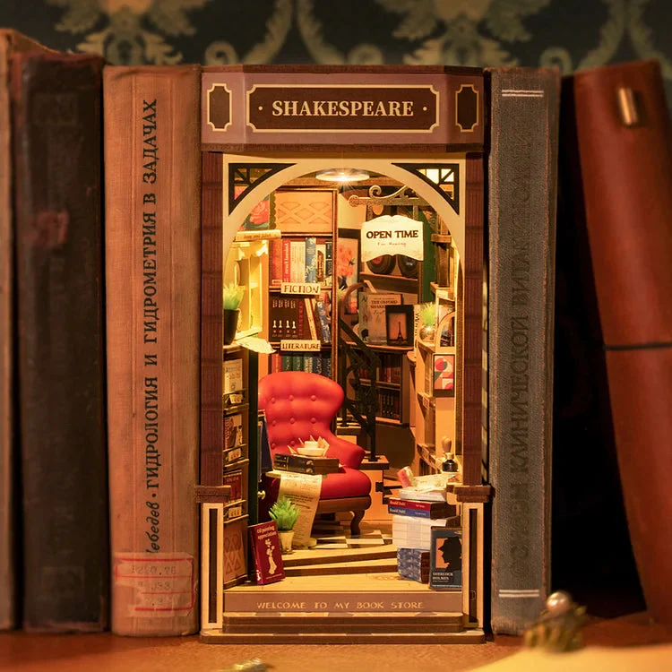 Robotime DIY Bookends Kit Bookstore - Image 3