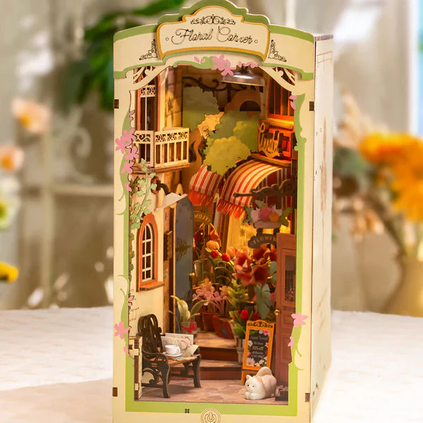 Robotime DIY Bookends Kit Floral Corner - Image 4