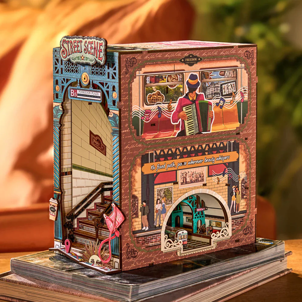 Robotime DIY Bookends Kit Street Scene - Image 5
