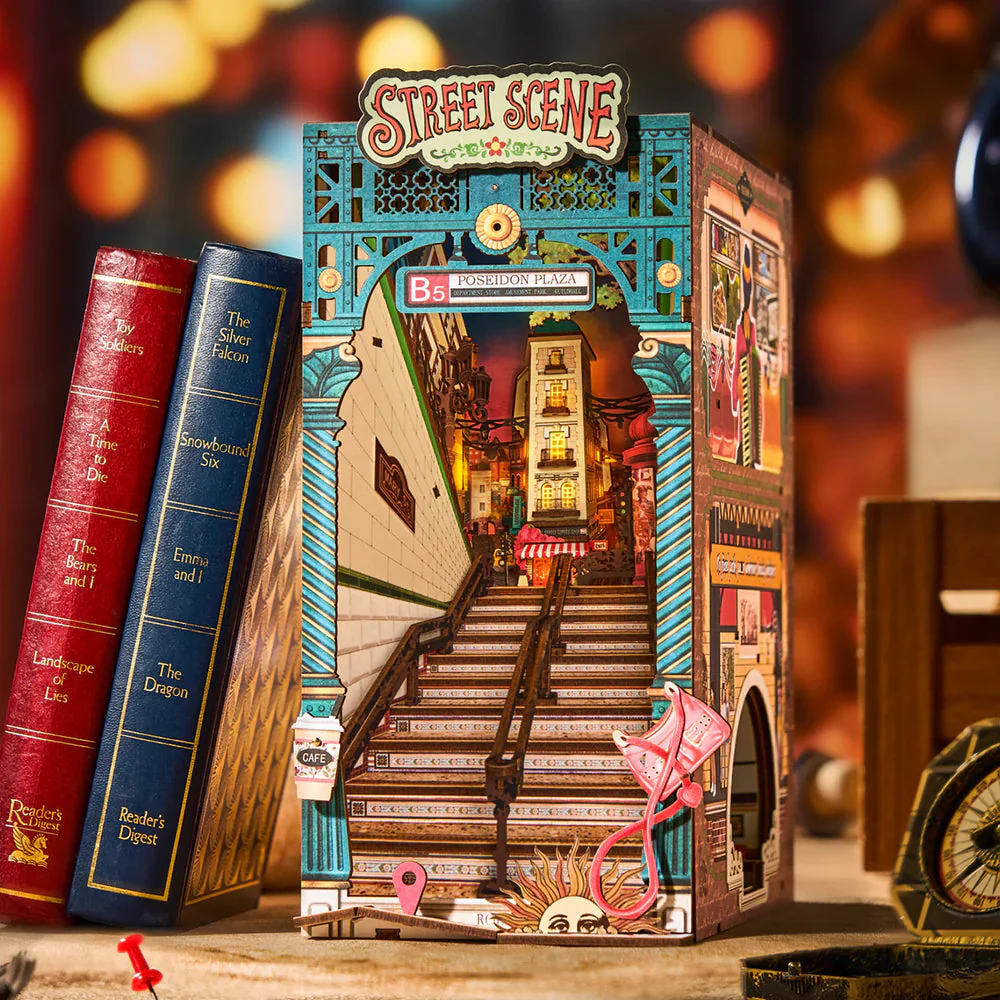 Robotime DIY Bookends Kit Street Scene - Image 6