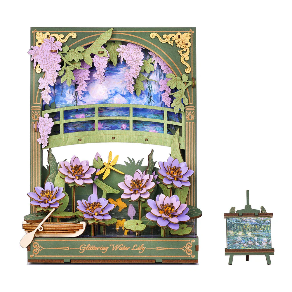 Robotime DIY Wood Bloom Craft Glittering Water Lily - Image 2
