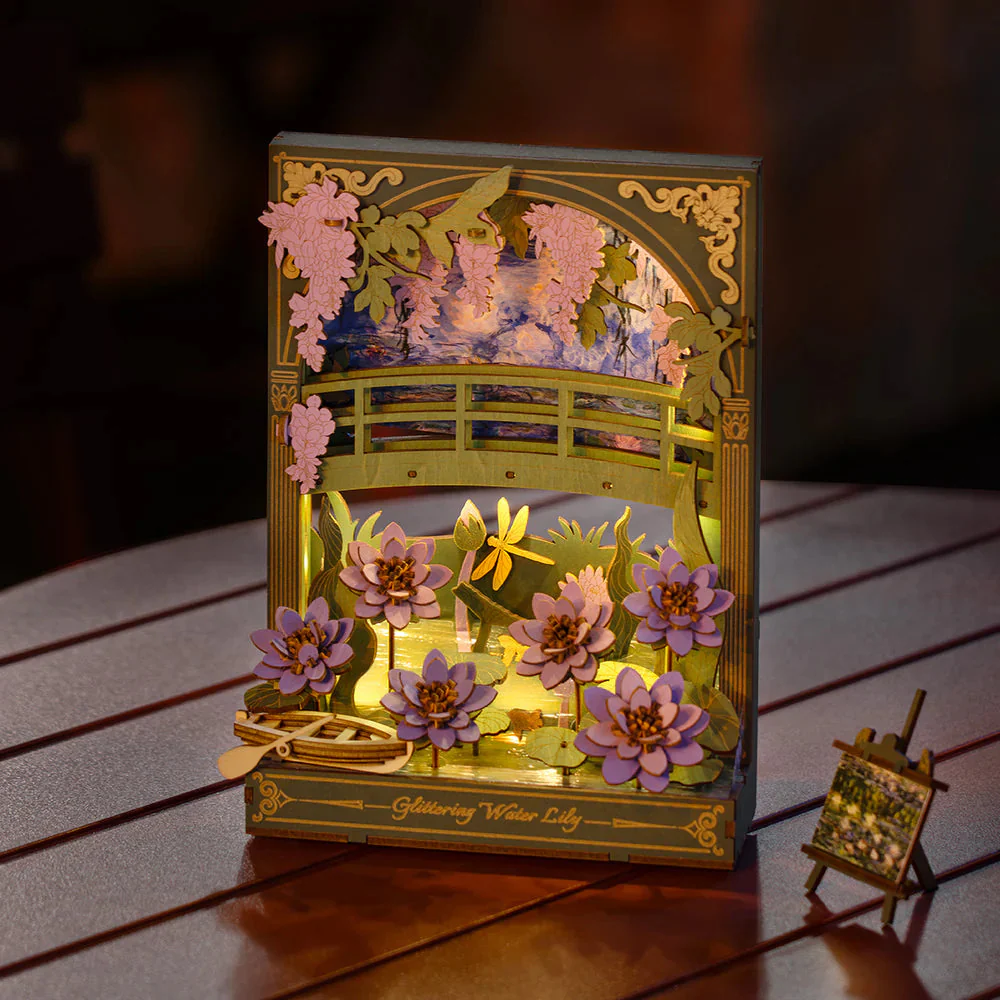 Robotime DIY Wood Bloom Craft Glittering Water Lily - Image 5