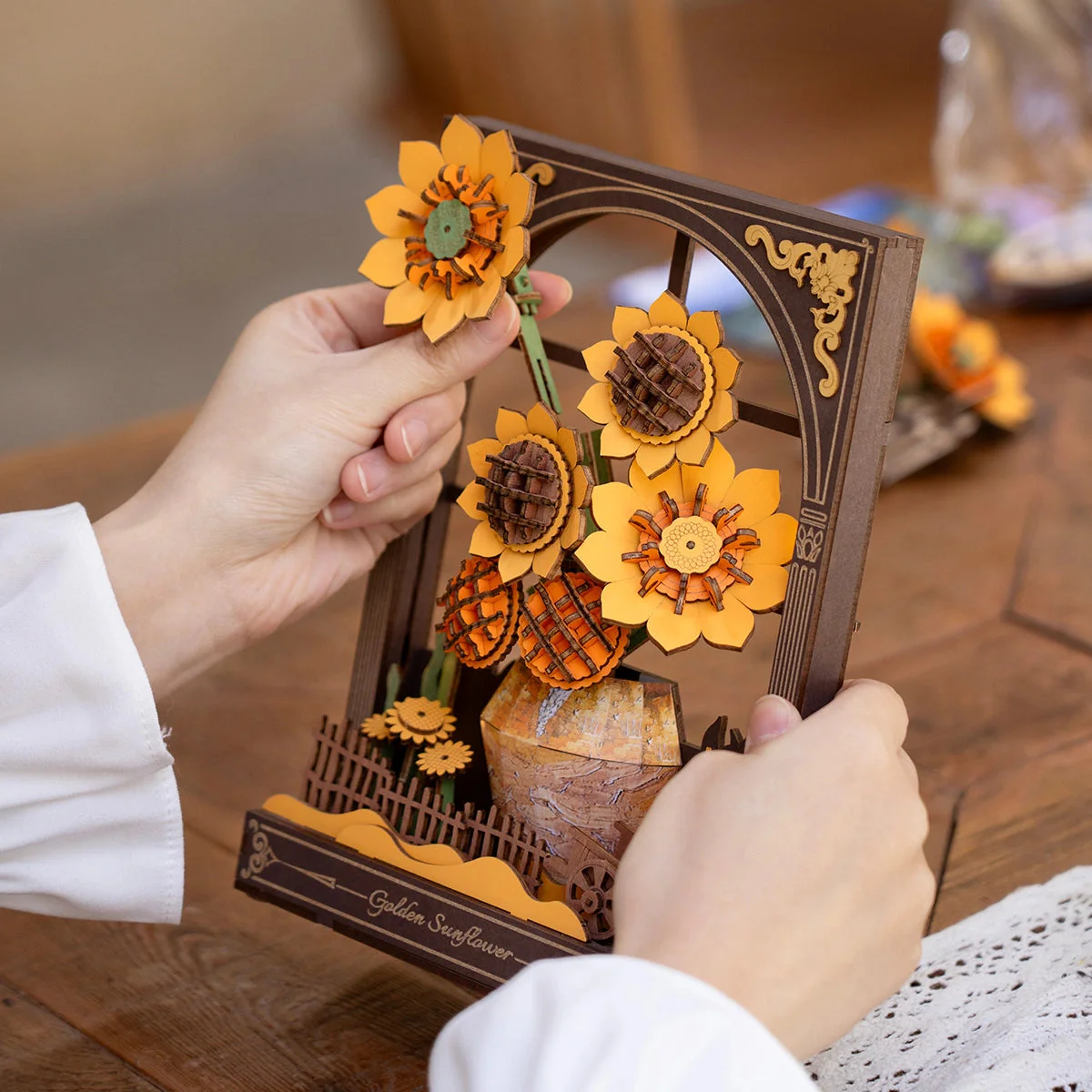 Robotime DIY Wood Bloom Craft Golden Sunflower - Image 5