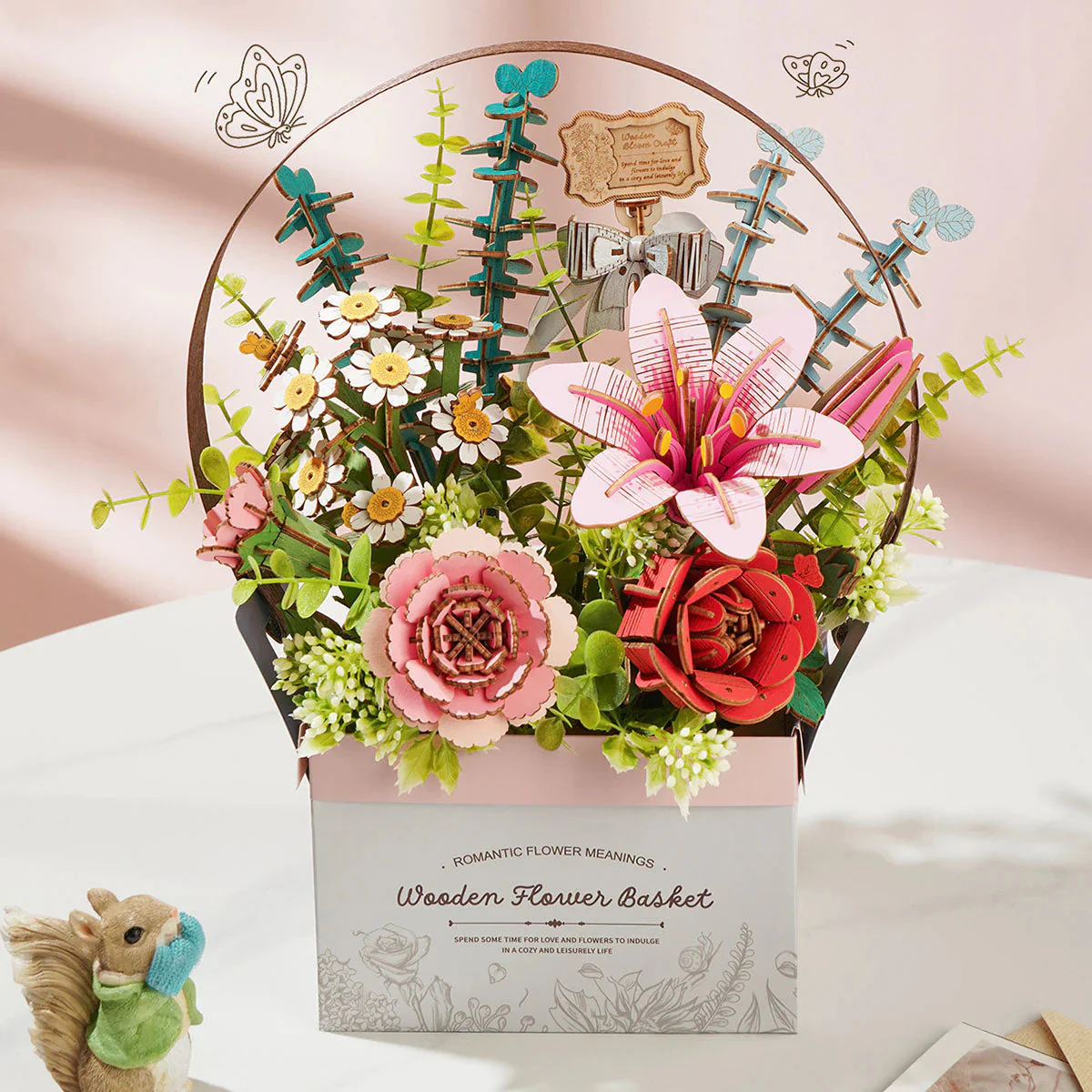Robotime Wood Bloom Flower Basket - Image 2