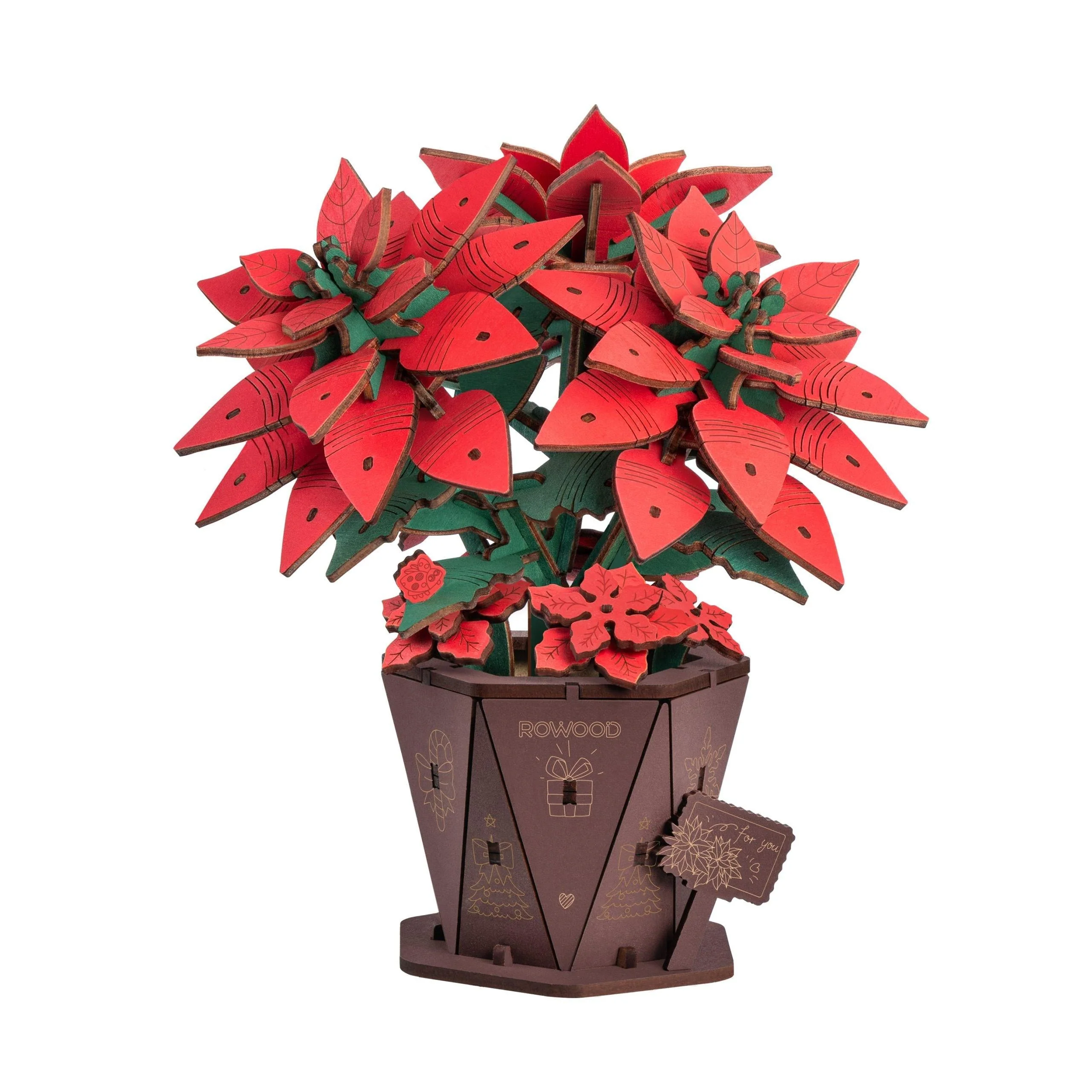 Robotime Wood Bloom Poinsettia - Image 2