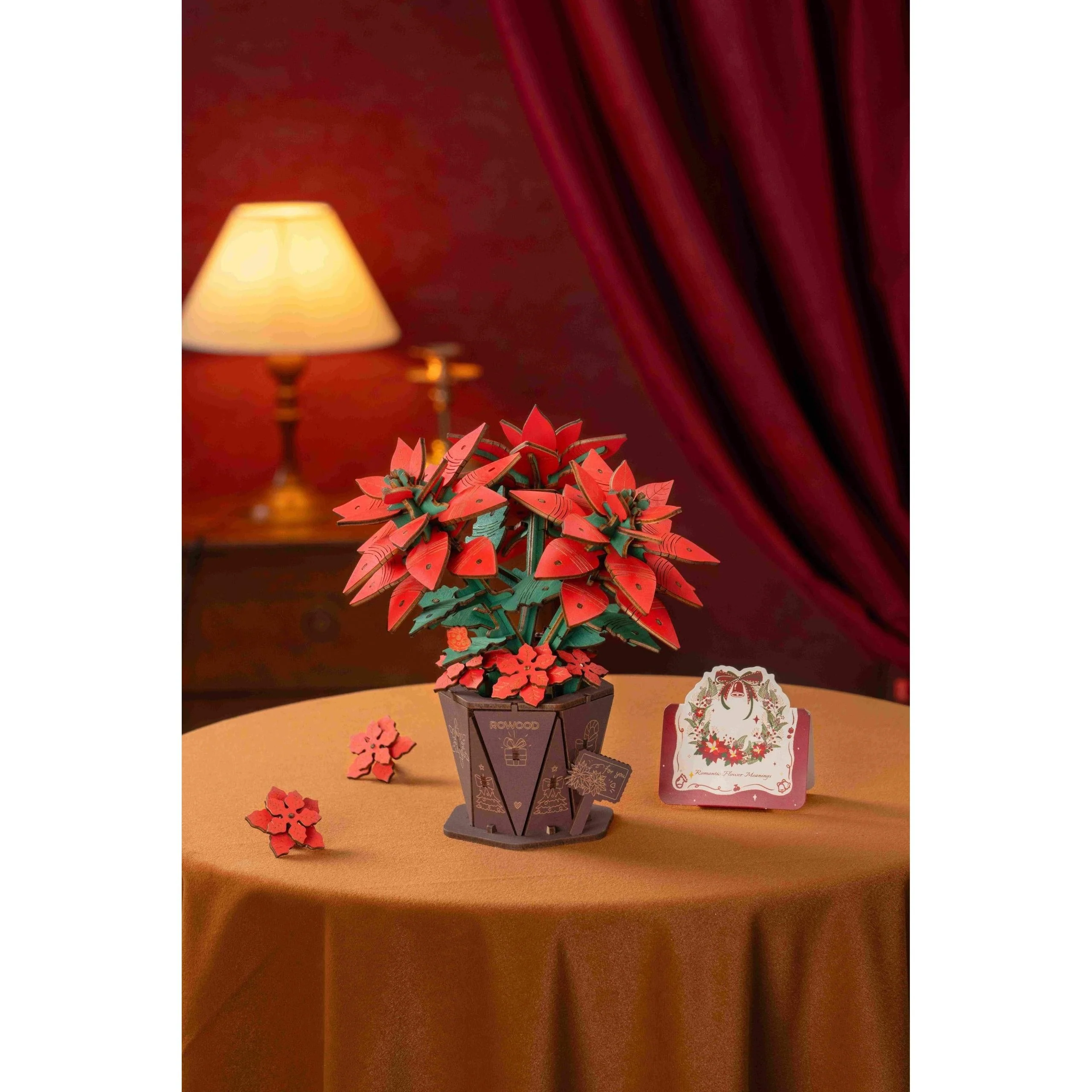 Robotime Wood Bloom Poinsettia - Image 3