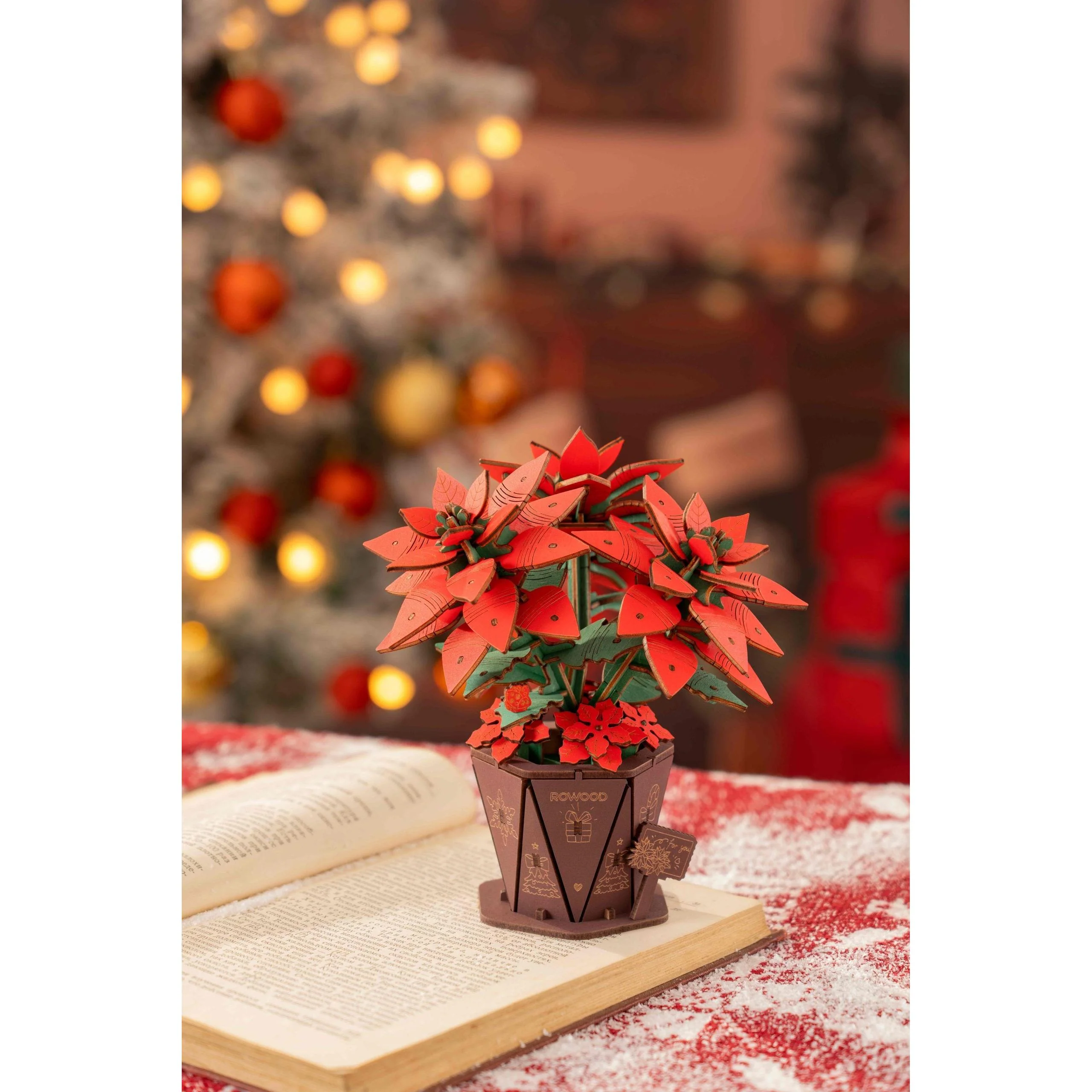 Robotime Wood Bloom Poinsettia - Image 4