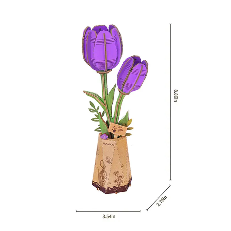 Robotime Wood Bloom Purple Tulip - Image 2