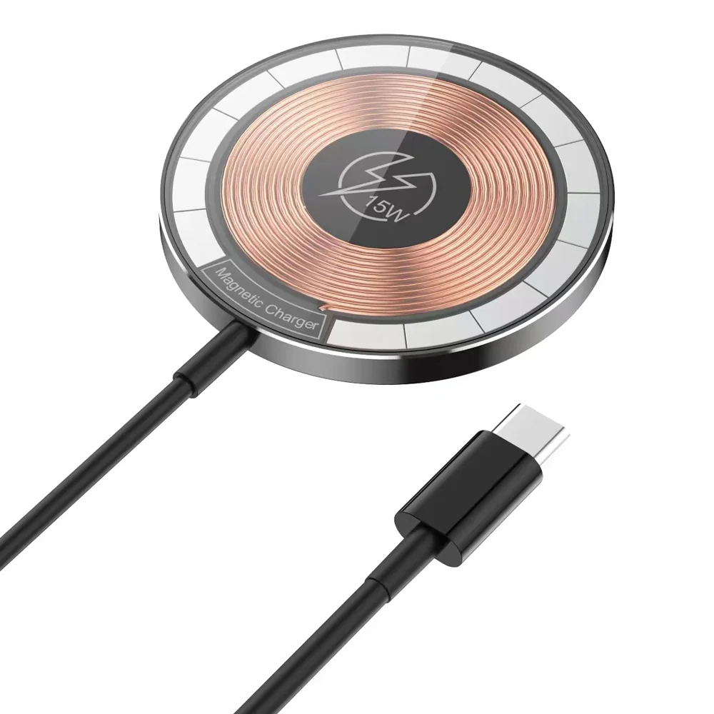 Rockrose 15W MagSafe Magnetic Wireless Charger Magpad Aqua (Black) - Image 2
