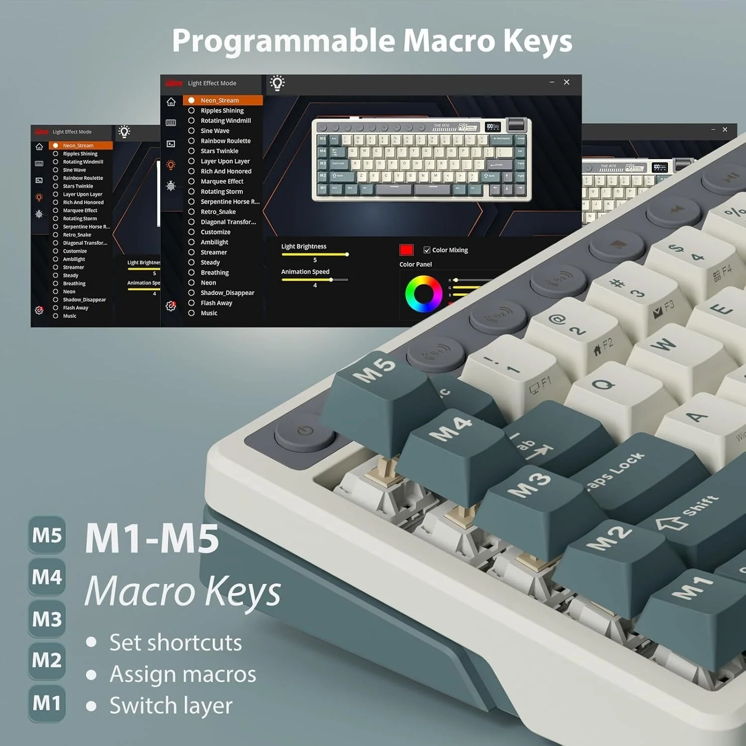 Royal Kludge RK M70 Tri Mode RGB Hot Swap Mechanical Keyboard with TFT Screen - Image 5