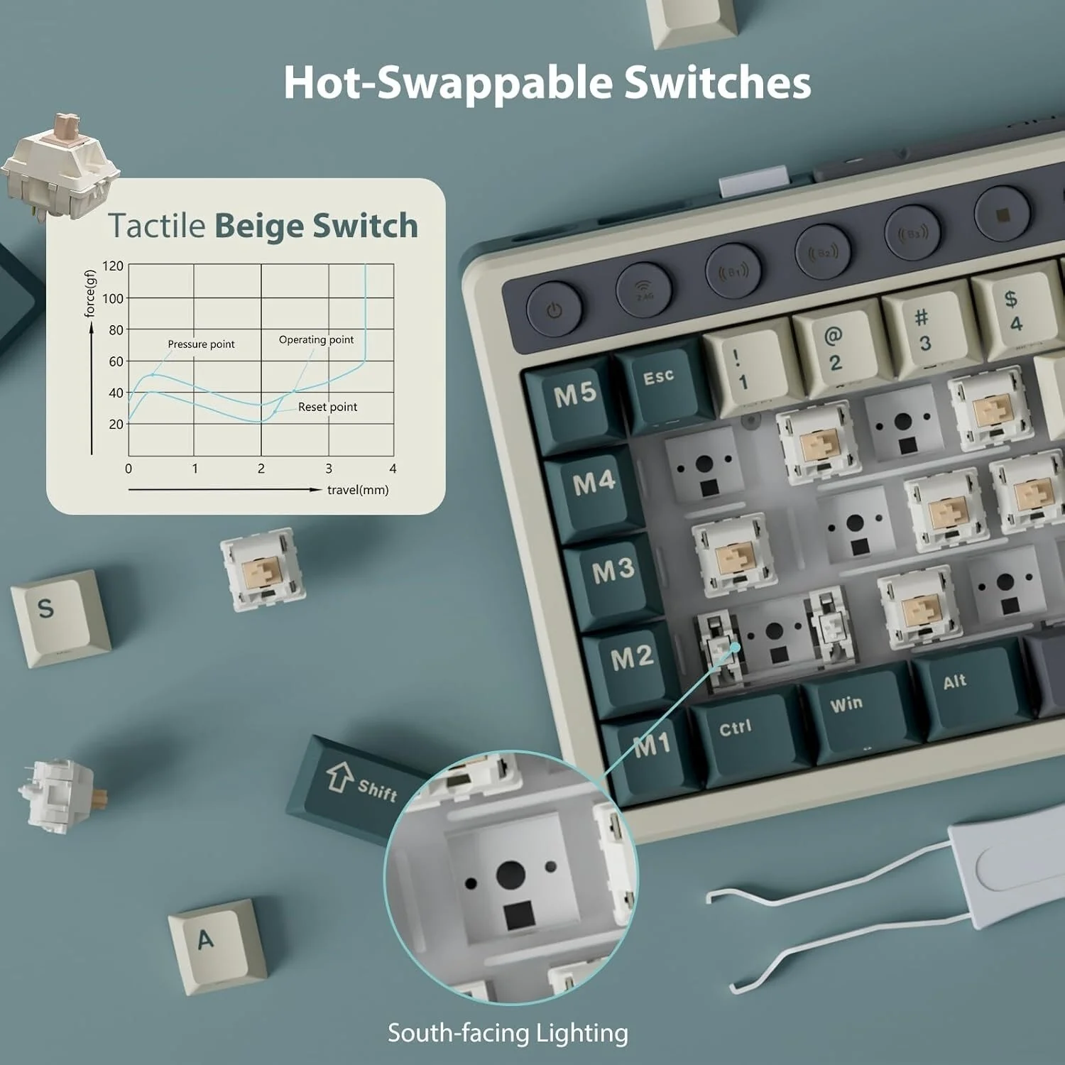 Royal Kludge RK M70 Tri Mode RGB Hot Swap Mechanical Keyboard with TFT Screen - Image 7