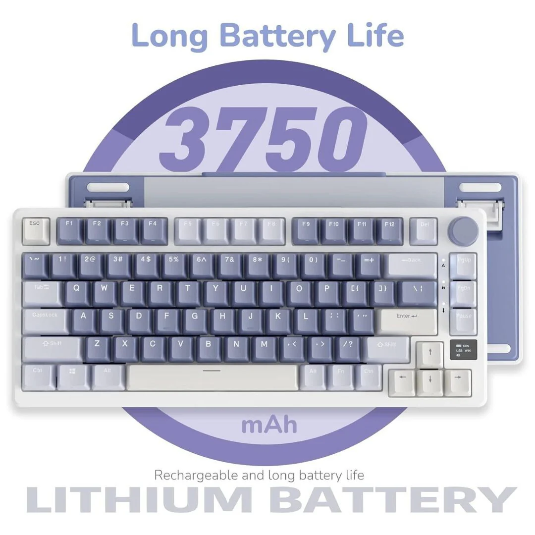 Royal Kludge RK-M75 Ocean Blue Tri Mode Mechanical Keyboard - Brown Switch - Image 7