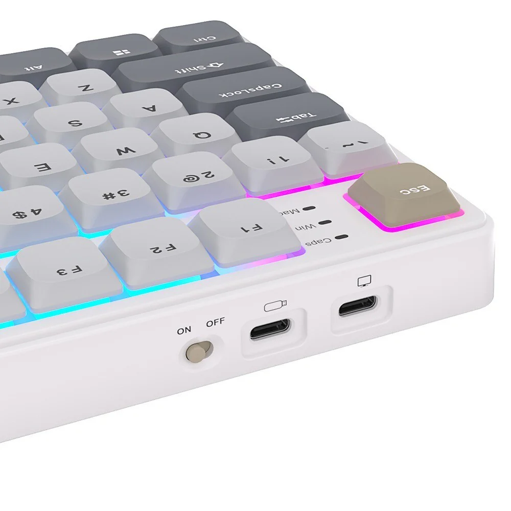 Royal Kludge RK N80 Tri mode RGB Hot Swap Keyboard - Red Switch (Pearly Dawn) - Image 6