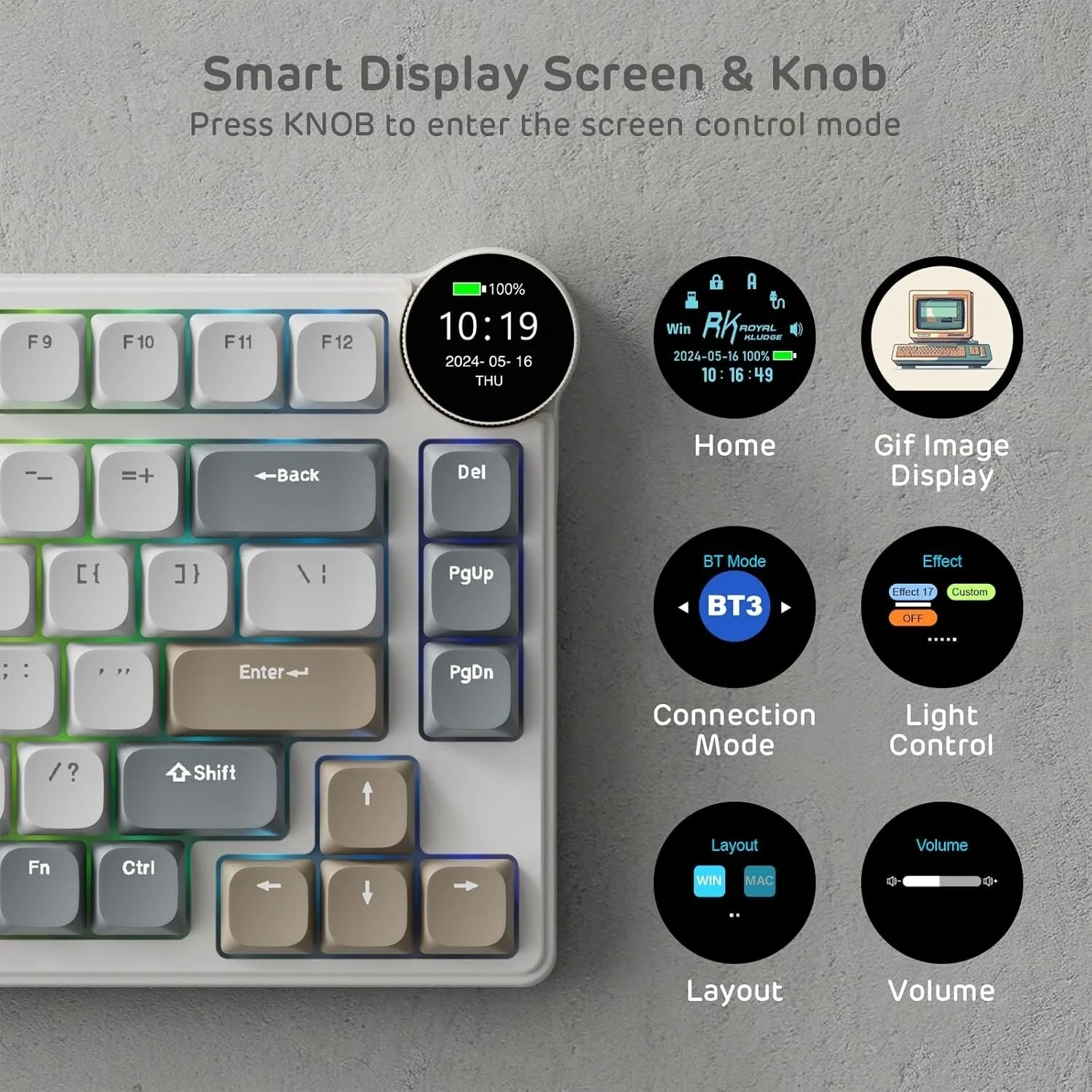 Royal Kludge RK N80 Tri Mode RGB Hot Swap Mechanical Keyboard (Brown Switch) - Image 2