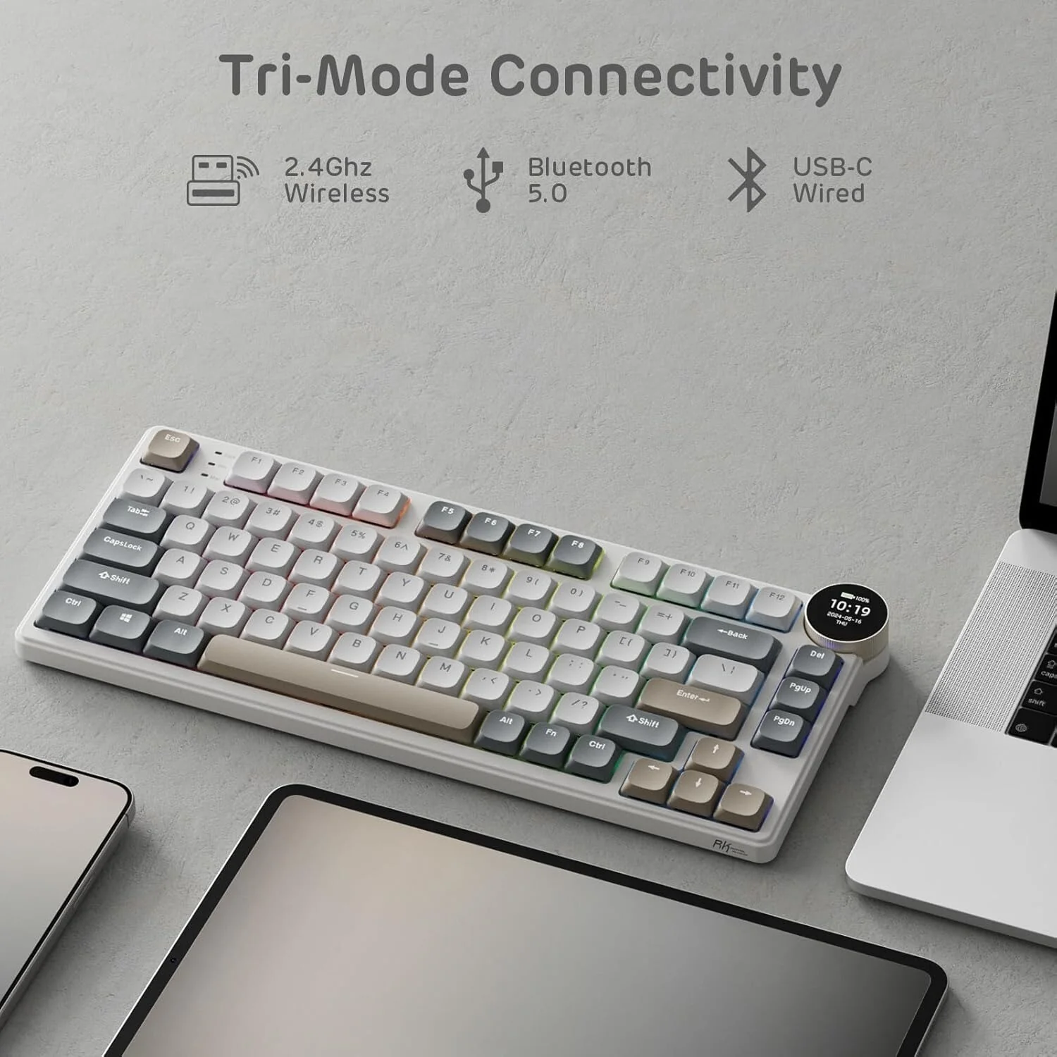 Royal Kludge RK N80 Tri Mode RGB Hot Swap Mechanical Keyboard (Brown Switch) - Image 3