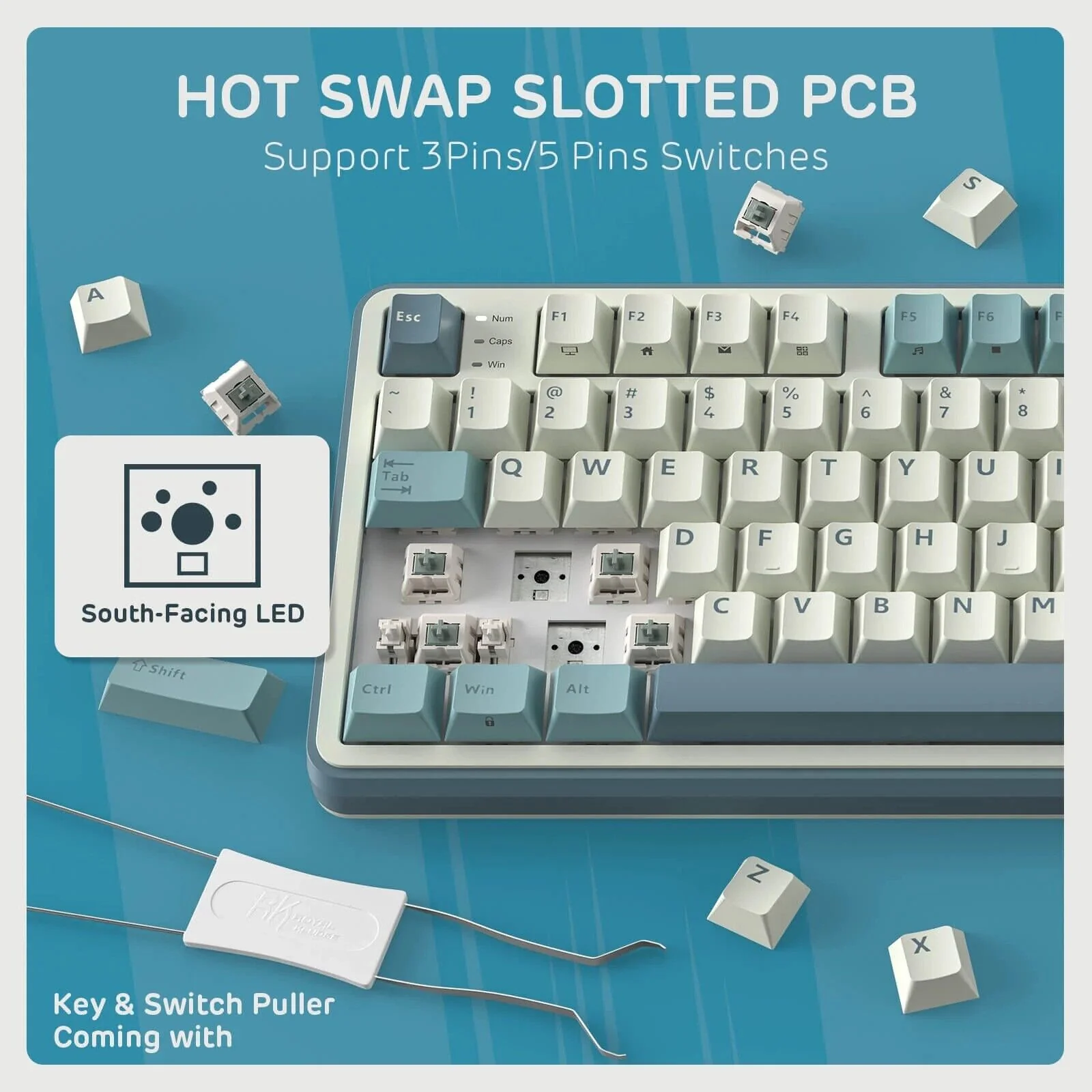 Royal Kludge RK-S98 Light Cloud Tri mode RGB Keyboard (Chartreuse Switch) - Image 4