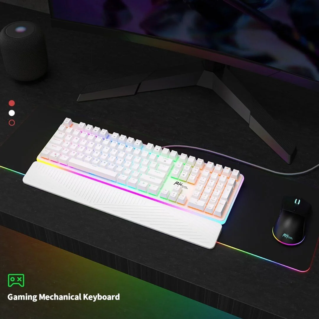 Royal Kludge RK918 RGB Wired Full Size Mechanical Keyboard (White - Brown Switch) - Image 4