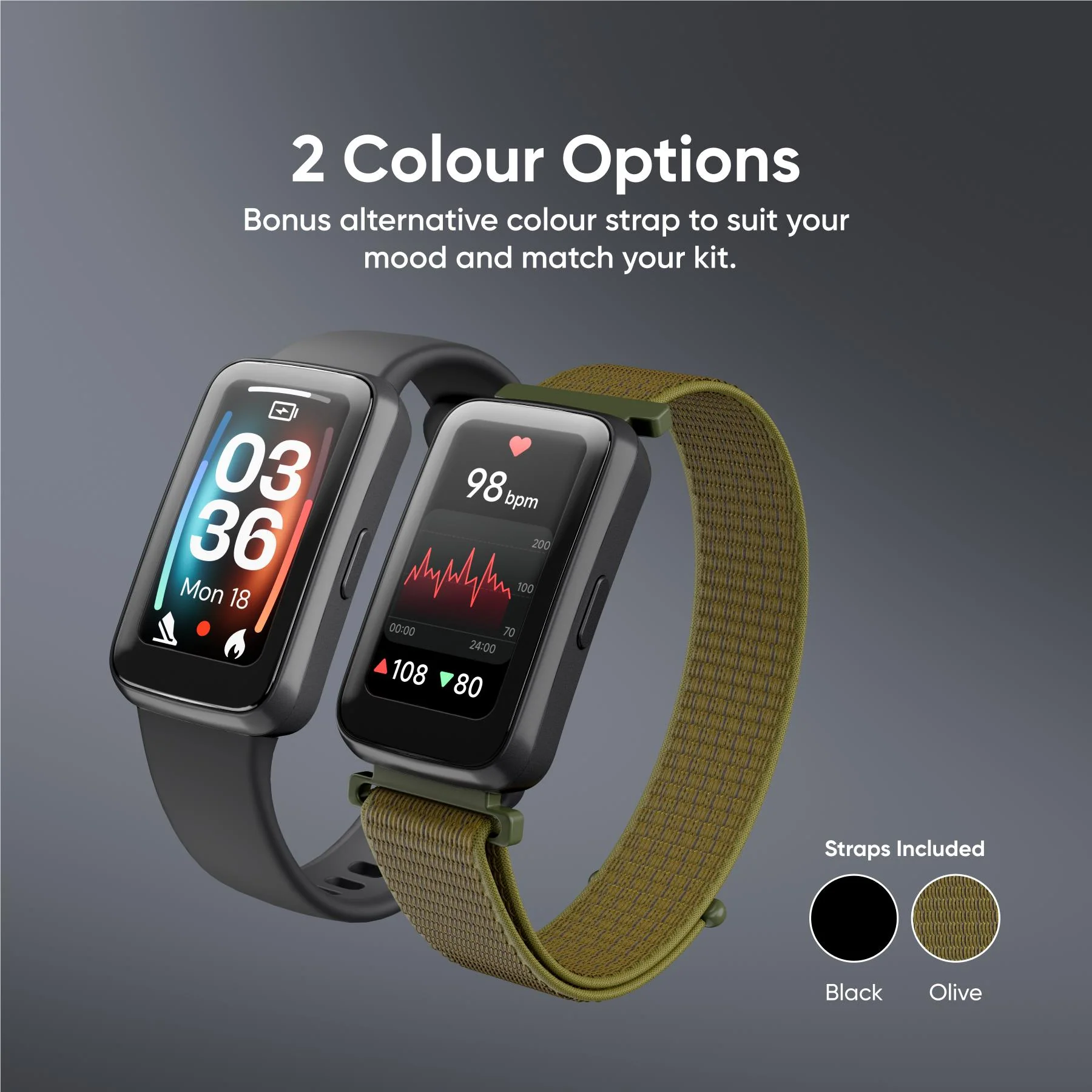 Ryze Elevate Gen2 Smart Watch (Black & Olive) - Image 6
