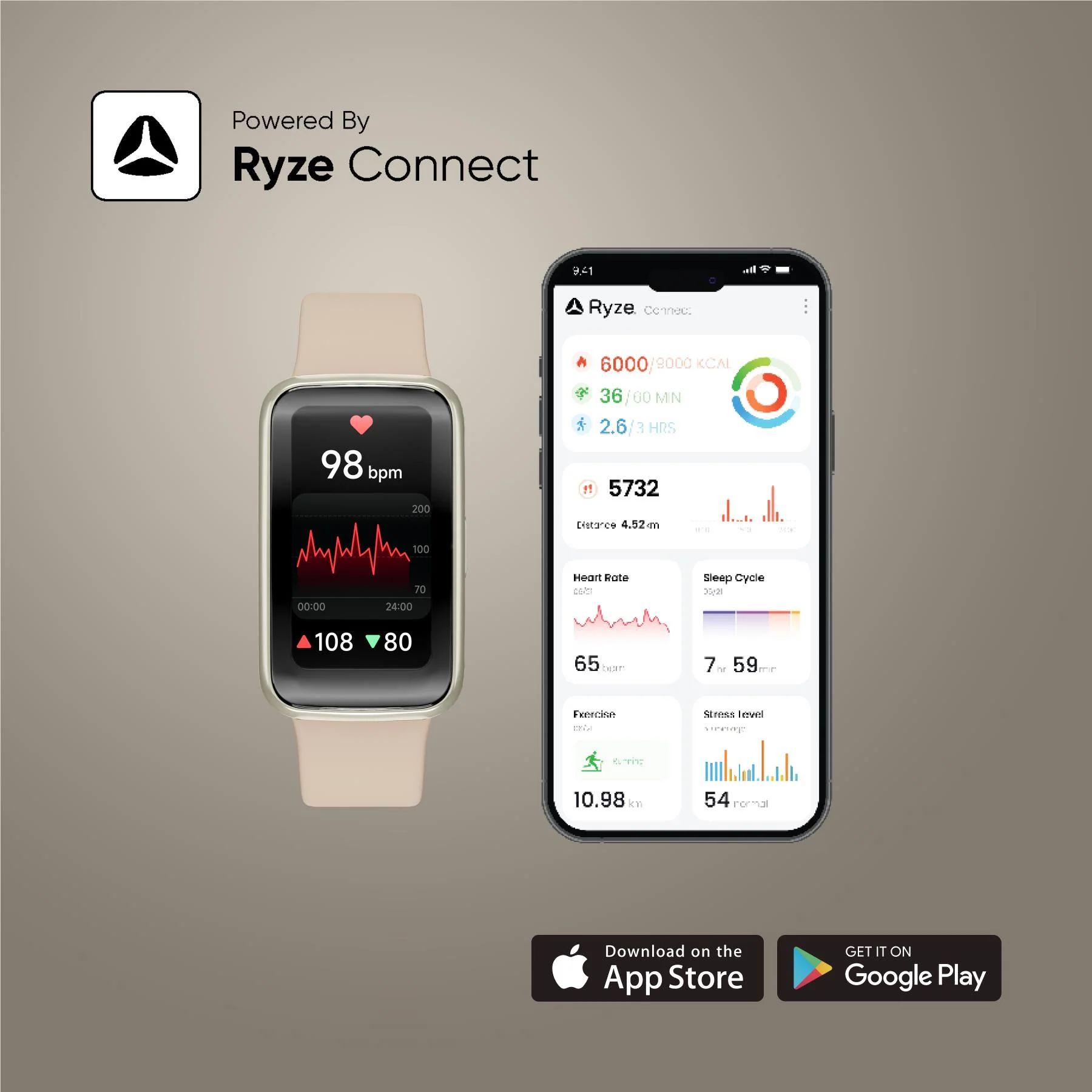Ryze Elevate Gen2 Smart Watch (Cream & Red) - Image 11