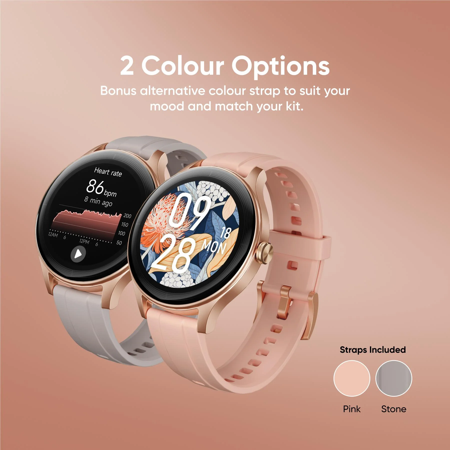 Ryze Flex Gen 2 Smart Watch (Pink & Stone) - Image 9