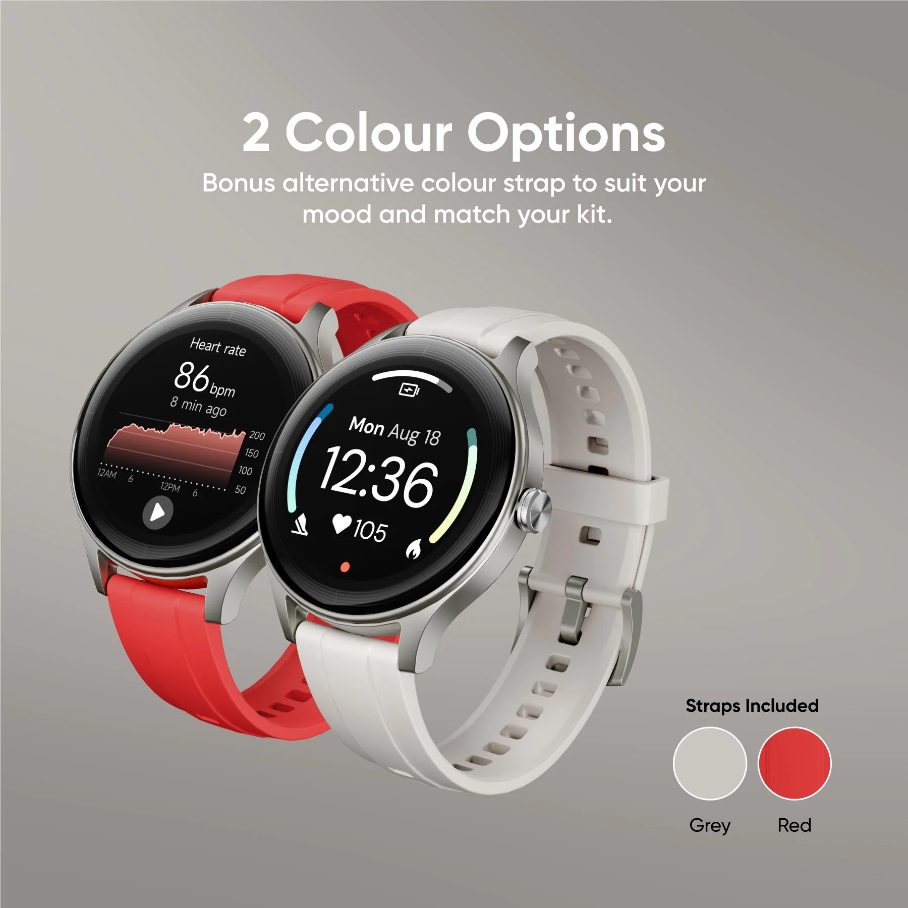 Ryze Flex Gen 2 Smart Watch (Slate Grey & Red) - Image 11