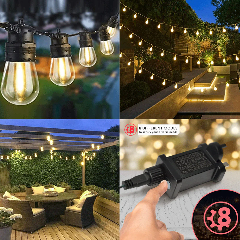 Sansai 10 Bulb LED Festoon Outdoor String Lights 14m (Warm White) - Image 3