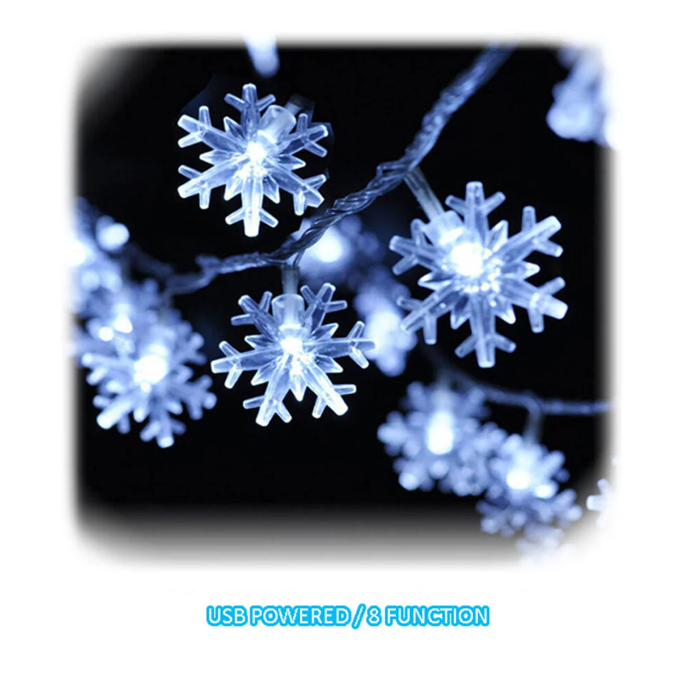 Sansai 100 LED Snowflake String Lights (Cool White) - Image 2