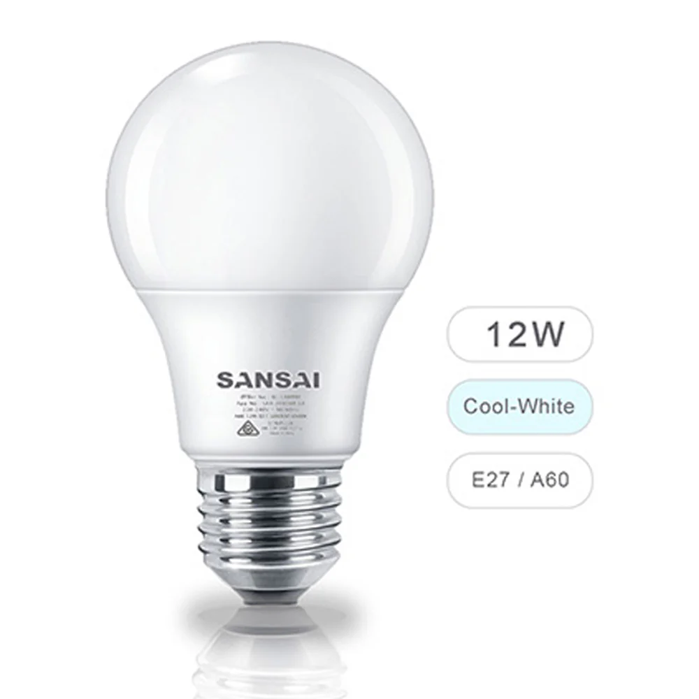 Sansai 12W Screw LED Bulb Light E27 1050lms (Cool White) - Image 3