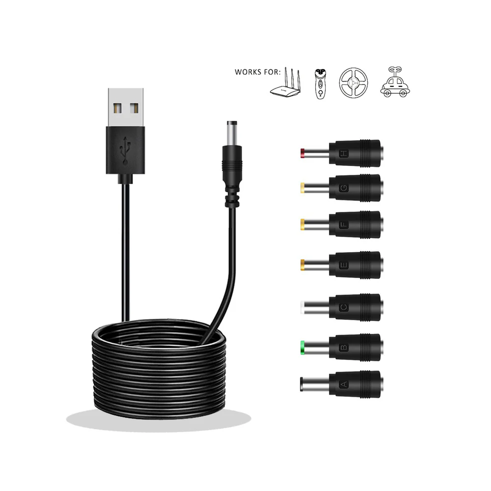Sansai 1m USB-A to 7-in-1 DC Connector Cable Adapter - Image 2