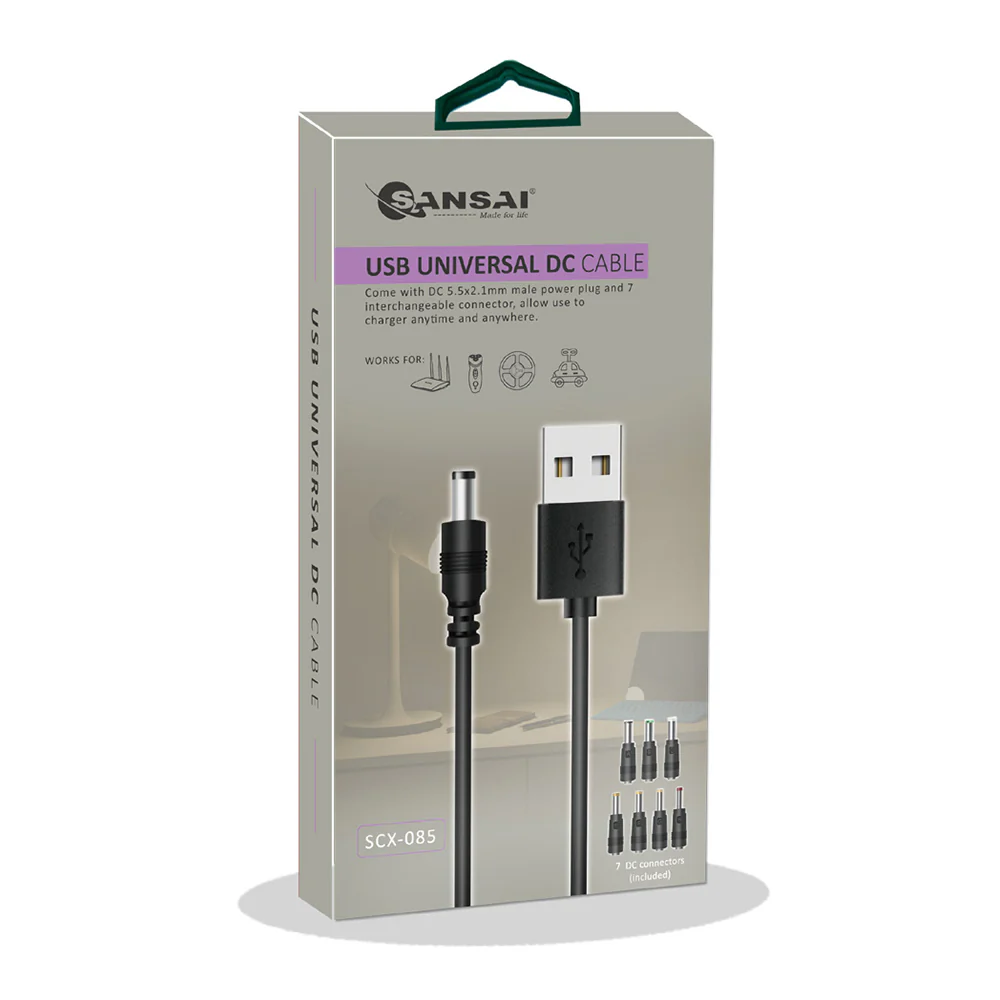 Sansai 1m USB-A to 7-in-1 DC Connector Cable Adapter - Image 3
