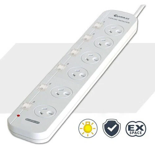 Sansai 6 Way Individually Switched Outlets Powerboard - Image 2