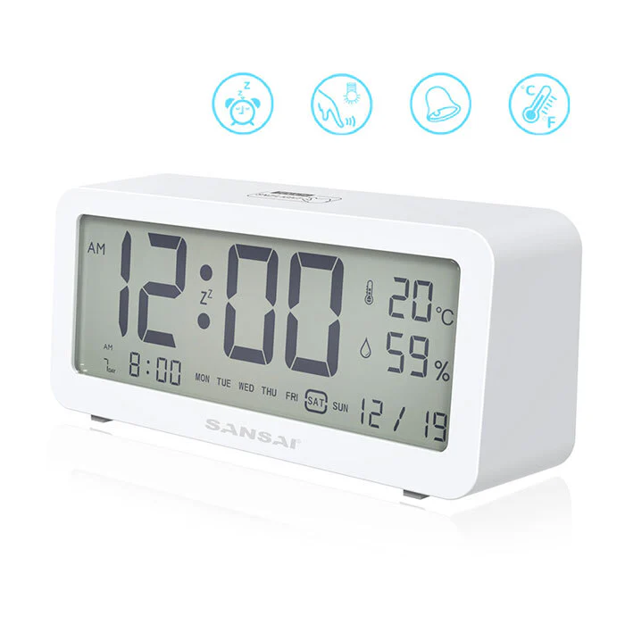 Sansai 7" Display LED LCD Alarm Clock with Date & Temperature - Image 2