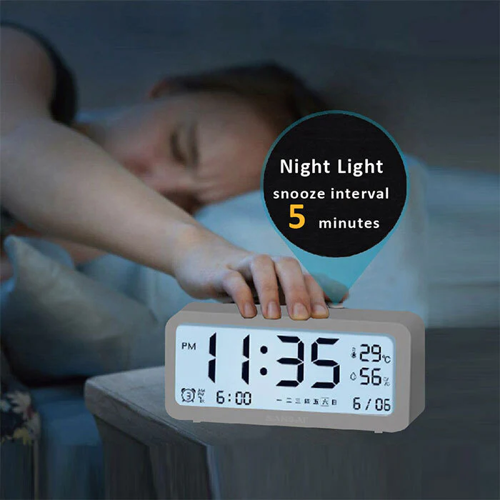 Sansai 7" Display LED LCD Alarm Clock with Date & Temperature - Image 4